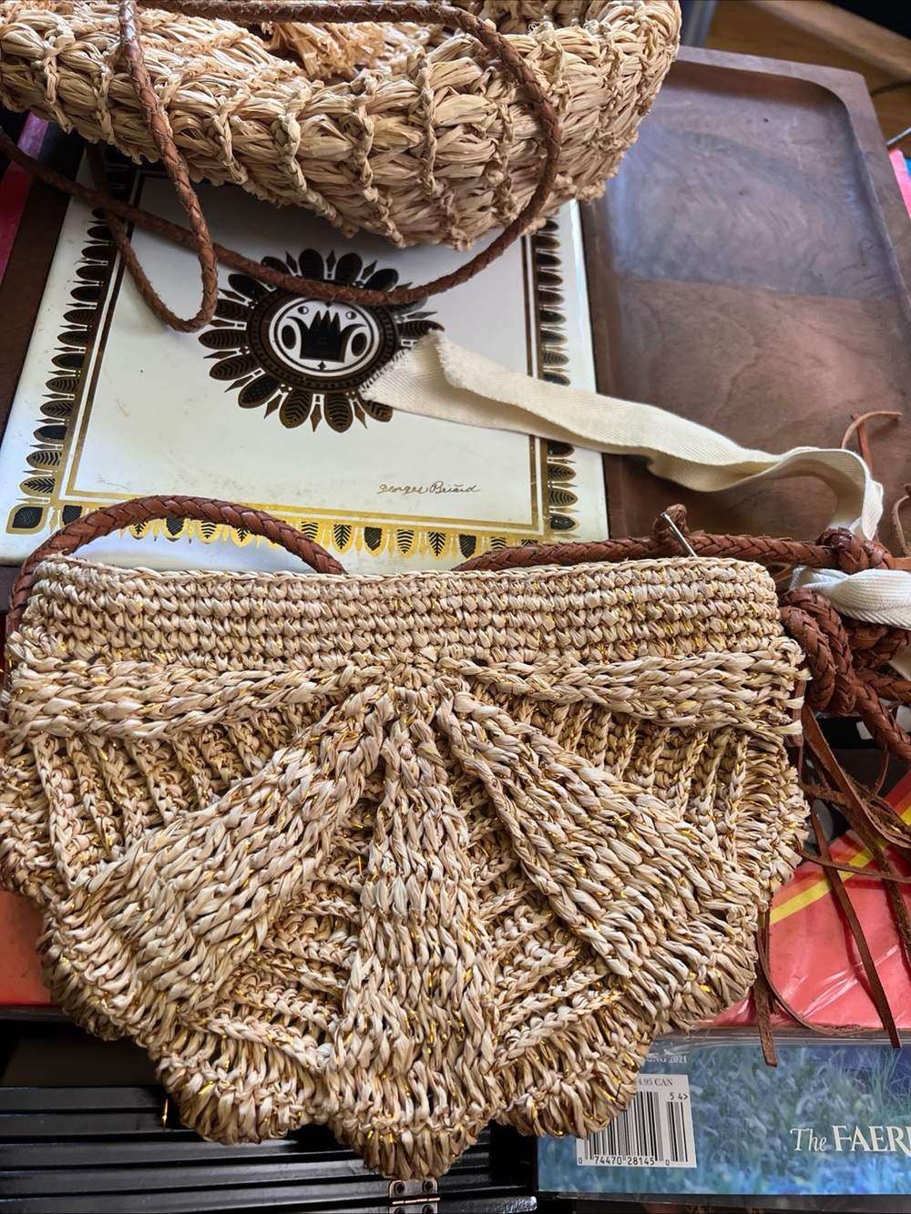 Handwoven Straw Crossbody Bag in Natural Tan